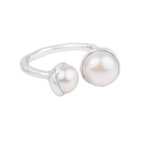 Fairley Jewelry - FAIRLEY DOUBLE PEARL RING - SILVER- NWT- Size 7